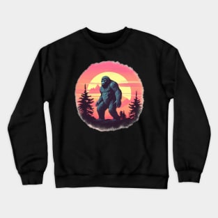 Bigfoot Retro Sunset Mountain Crewneck Sweatshirt
